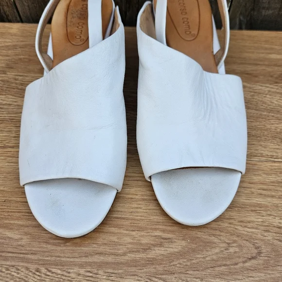 Corso Como Geox Women's White and Brown Wedge Sandals Size 7.5 - Picture 3 of 16